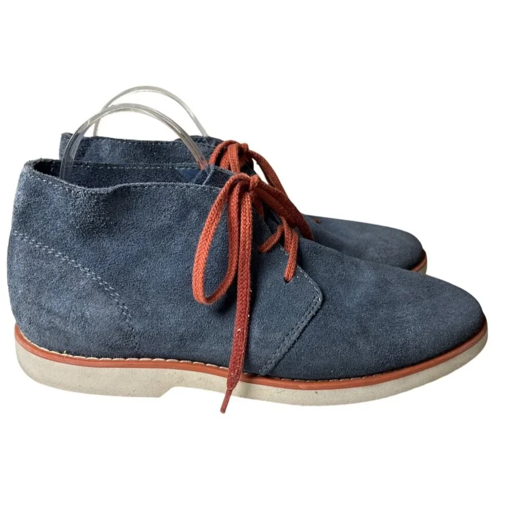 SeeVees 3 Eye Chukka Boots Size 8.5 Shadow Blue Suede Red Laces Ankle White Sole